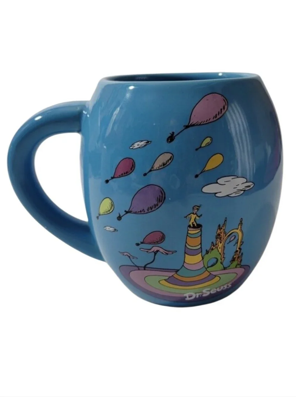 Vandor Dr. Seuss Oh The Places  Blue Oval Ceramic Mug
